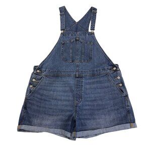 Old Navy Slouchy Shorte Shortalls XXL Blue Karina Wash Denim Shorts Bib Overalls